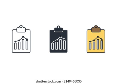 Símbolo de símbolo de iconos de informes financieros elementos vectores para web infográfica
