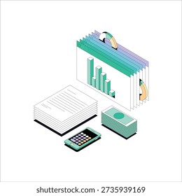 Financial Reports, Analytics Dashboard, and Accounting Tools – Flat Illustration
