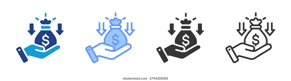 Financial Resource icon set multiple style collection
