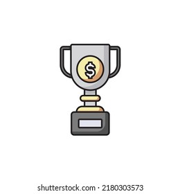 Financial Reward Icon Filled Outline Style Design. Financial Reward Icon Vector Illustration. Isolated On White Background.