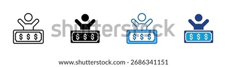 Financial Reward Multiple Style Icon Design Vector - person with money symbol representing financial success and achievement