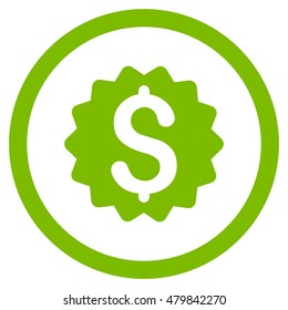 Financial Reward Seal vector rounded icon. Image style is a flat icon symbol inside a circle, eco green color, white background.