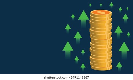 Ilustración de diseño de Anuncio de Vector de concepto de ascenso financiero. Afiche de portada del concepto de idea de éxito empresarial.