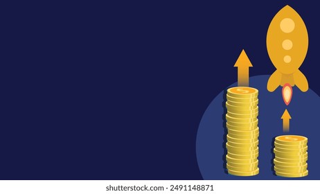 Ilustración de diseño de Anuncio de Vector de concepto de ascenso financiero. Afiche de portada del concepto de idea de éxito empresarial.