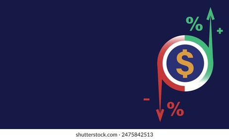 Financial rise and fall concept. money increase and decrease. finance gain and loss. 