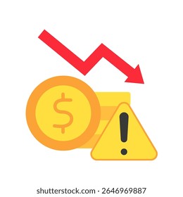 Financial Risk flat color, mini illustration icon. use for modern concept, print, UI, UX kit, web and app development. Vector related to risk management, business, finance.

