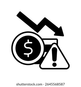Financial Risk glyph, mini illustration icon. use for modern concept, print, UI, UX kit, web and app development. Vector related to risk management, business, finance.

