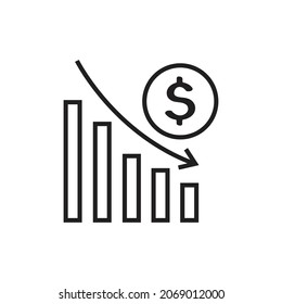 Financial Risk Icon  Benefit Reduce Dollar  Reduction Cost  Vector Illustration