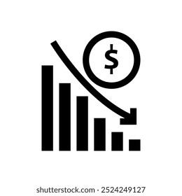 Financial risk icon, dollar reduction trendy style illustration for web and app..eps