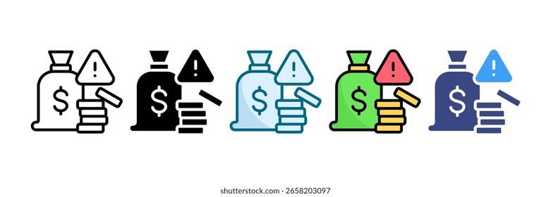 Conjunto de iconos de riesgo financiero Colección de estilos múltiples