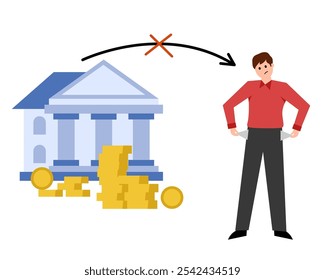 Sanciones financieras. Ilustración plana de color simple de Vector. 