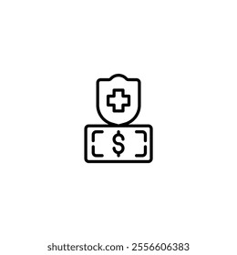 financial save insurance outline icon and illustration