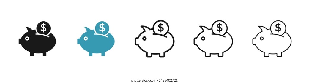 Conjunto de iconos de ahorro financiero. Símbolo de acumulación de riqueza símbolo vector para diseño de interfaz de usuario.