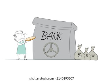 financial, savings, and capital concepts. Doodle style character. An illustration of simple human movements and emotions.