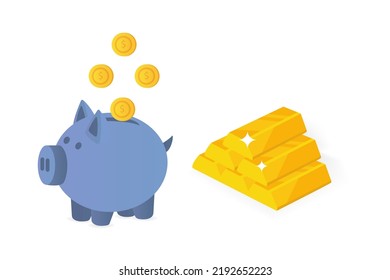 Financial savings in gold bars. Vector illustration