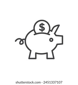 Financial Savings and Piggy Bank Icons. Money Conservation and Wealth Building Symbols.
