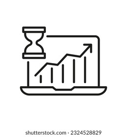 Financial schedule with hourglass icon. Vector illustration. Editable stroke.