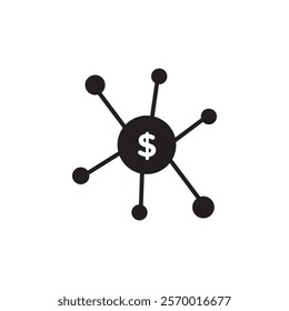 Financial Scheme icon black and white vector outline sign