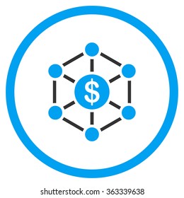 Financial Scheme Vector Icon. Style Is Bicolor Flat Circled Symbol, Blue And Gray Colors, Rounded Angles, White Background.