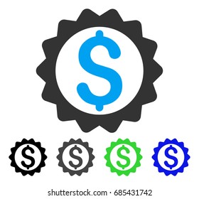 Financial Seal flat vector illustration. Colored financial seal gray, black, blue, green pictogram versions. Flat icon style for graphic design.