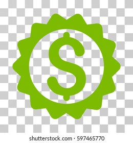 Financial Seal icon. Vector illustration style is flat iconic symbol, eco green color, transparent background. Designed for web and software interfaces.
