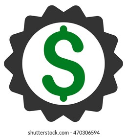 Financial Seal icon. Vector style is bicolor flat iconic symbol with rounded angles, green and gray colors, white background.