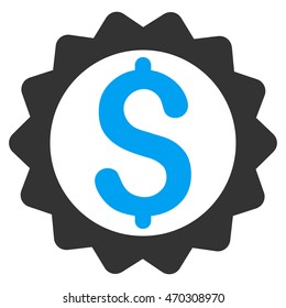 Financial Seal icon. Vector style is bicolor flat iconic symbol with rounded angles, blue and gray colors, white background.