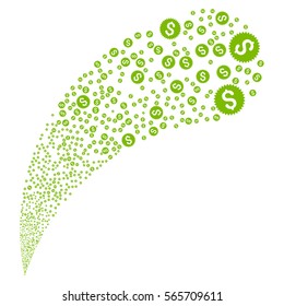 Financial Seal random source stream. Vector illustration style is flat eco green iconic symbols on a white background. Object fountain combined from symbols.