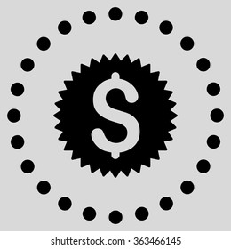 Financial Seal vector icon. Style is flat circled symbol, black color, rounded angles, light gray background.