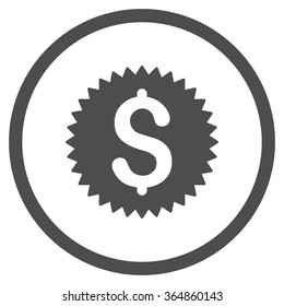 Financial Seal vector icon. Style is flat circled symbol, gray color, rounded angles, white background.