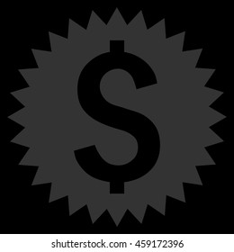 Financial Seal vector icon. Style is flat symbol, blue color, black background.