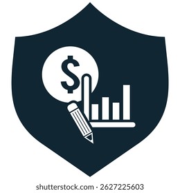 Financial secured icon vector for asset safety, monetary protection, and economic security. Ideal for insurance, saving, and banking visuals.