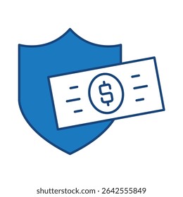 Financial Security Blue Line Icon. Investment, Finance, Economy, Portfolio, Strategy, Money, Investor, Currency, Retirement, Wealth Icons. Editable Stroke Vector Illustration