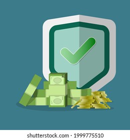 financial security. deposit banking savings concept icon. Financial insurance guaranteed money protection, cash investment secures safety. Vector Illustration