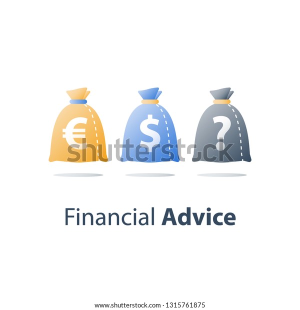 Financial security, finance\
diversification, currency exchange, fund management, capital\
investment, asset allocation, up and down arrow, vector\
icon