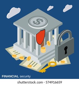 Financial security flat 3d isometric vector concept illustration