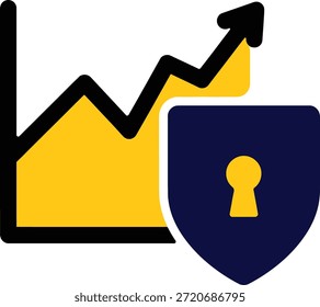 Seguridad financiera y crecimiento representados por un gráfico y un icono de escudo
