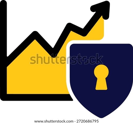 Financial security and growth represented by a graph and shield icon