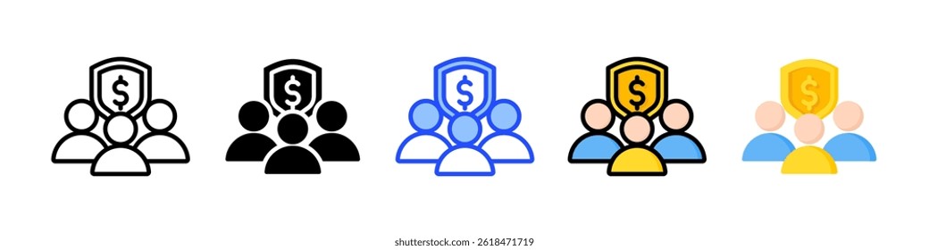 Colección de íconos de seguridad financiera con varios estilos