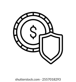 Financial security icon with dollar coin and shield
