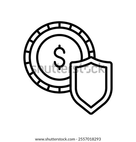Financial security icon with dollar coin and shield
