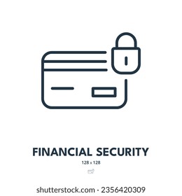 Financial Security Icon. Money, Safety, Protection. Editable Stroke. Simple Vector Icon