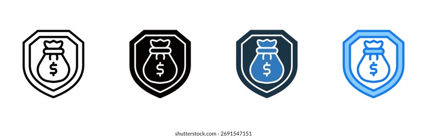 Icono de seguridad financiera Ilustración vectorial de varios estilos