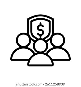 Financial Security Line Vector Illustration On White Background.