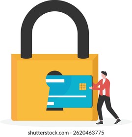 Financial security, the merchant pushes the debt card into the lock