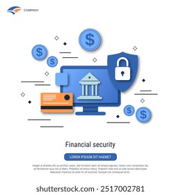 Seguridad financiera, protección de dinero ilustración de concepto de Vector de estilo plano