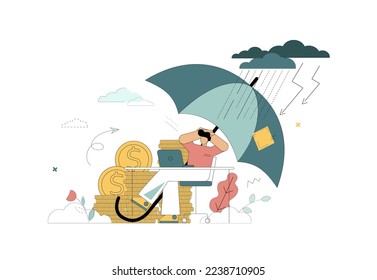 Financial security. Money under an umbrella