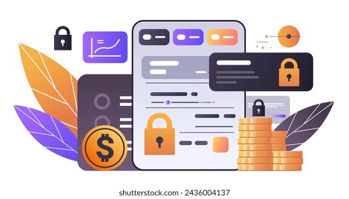 Financial Security Online Application Protection Zuverlässigkeit Stabilität Wachstum Fintech Business Investment Concept Horizontal