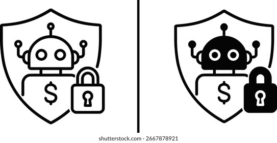 Symbol für Financial Security-Roboter und -Schild