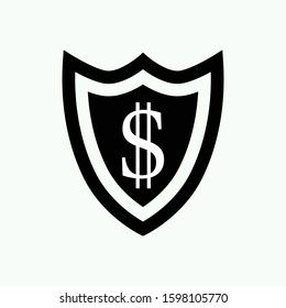Financial security shield with dollar sign icon. Flat vector illustration.
